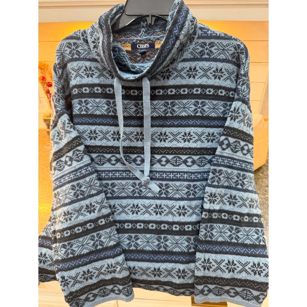 chaps xl blue striped turtleneck sweater